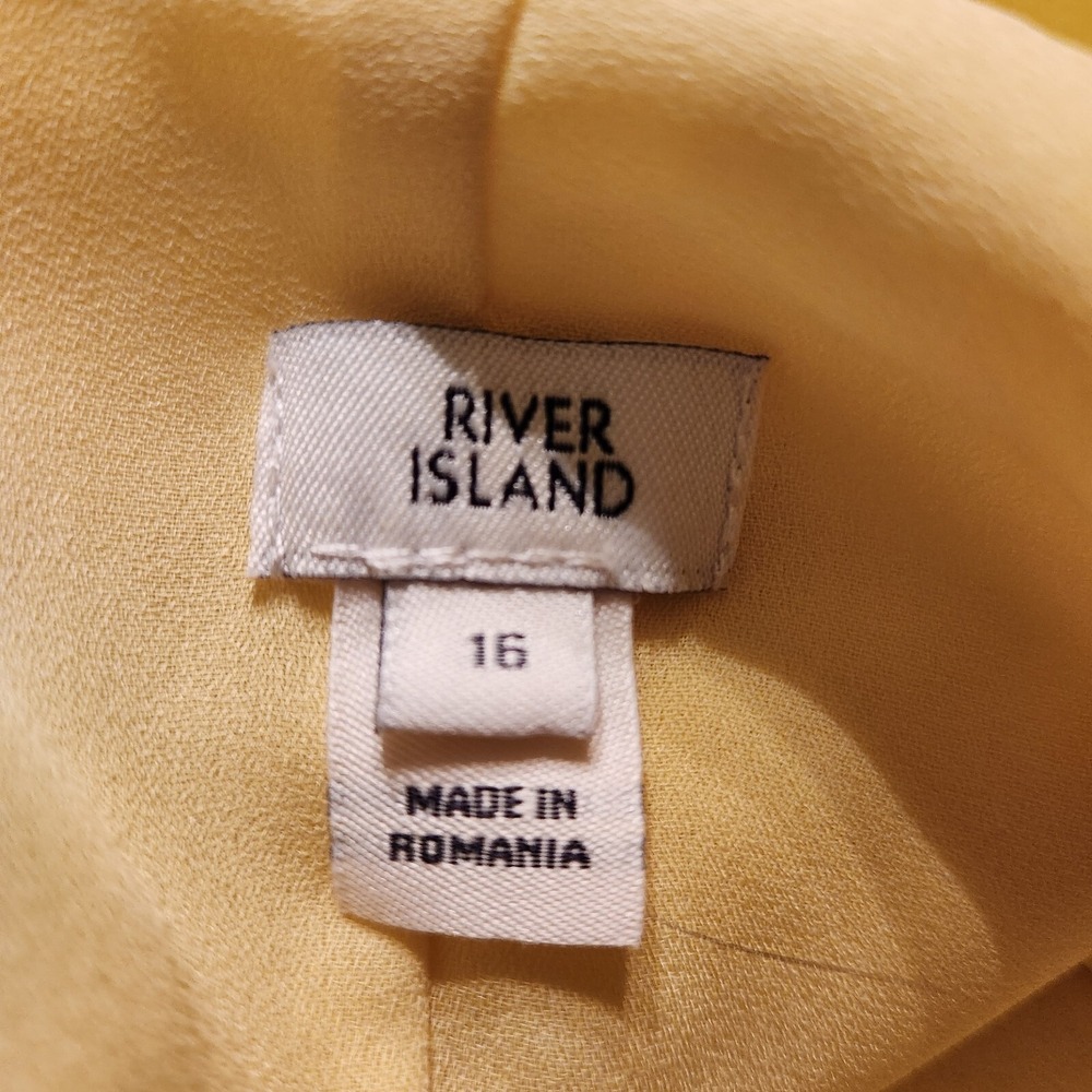 River Island Womens Halter Maxi Dress US 16 XL Yellow Beach Tropical‎ Resortwear - Picture 9 of 16